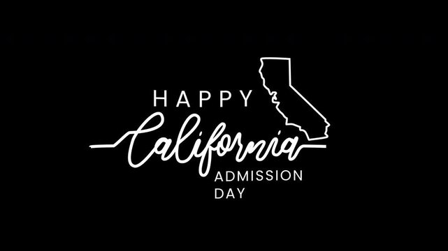 California admission day text  animation in continuous line style. 4k animated typography for social media post. Ideal for historical events.