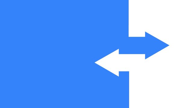 Blue arrow pushes forward against a static opposing arrow, symbolizing resistance to change, progress, determination and successful transformation.