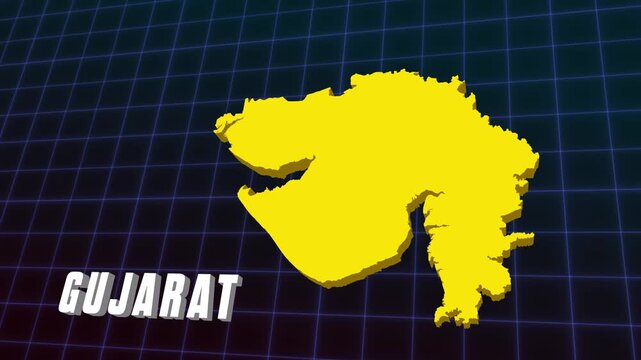 3D Animation Gujarat State Documentary Infographic Style Futuristic Map 4K Animation