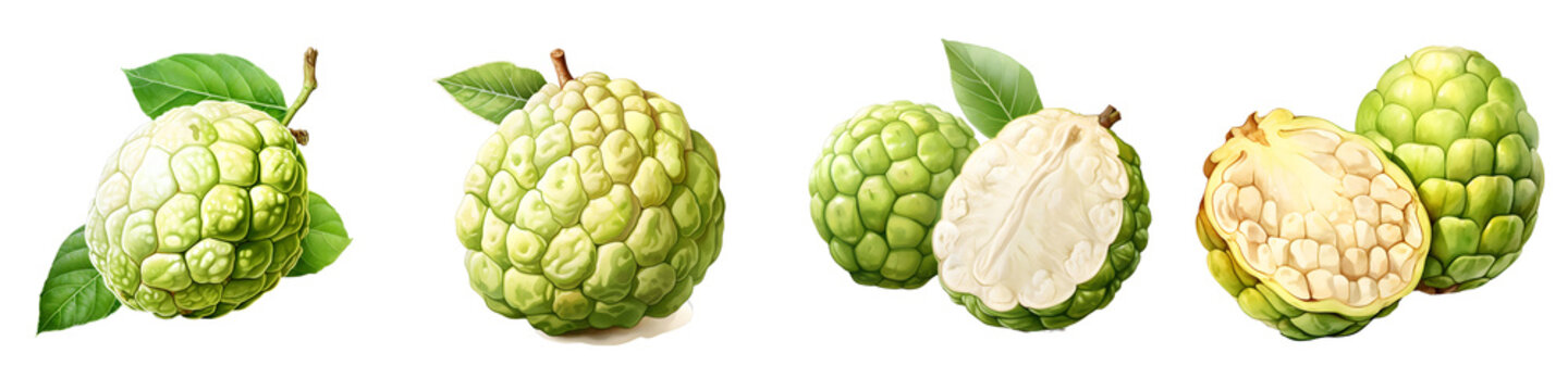 Delicious custard apple or sugar apple set against a clean black background