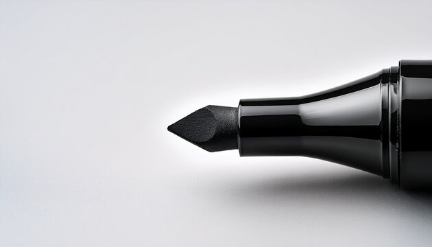 black marker pen tip touching a white surface for writing or drawing