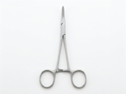 surgical needle holder forceps clamping instrument isolated on transparent background