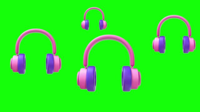 Headphones animation icon on green screen
