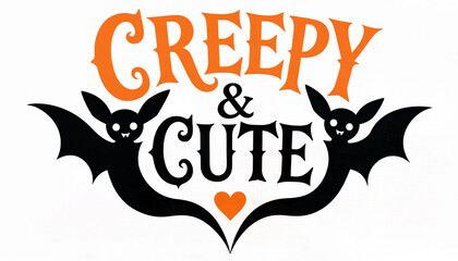 Naklejka premium Creepy and cute halloween quote design with orange text and black bats graphic halloween typography seasonal celebration illustration decoration children