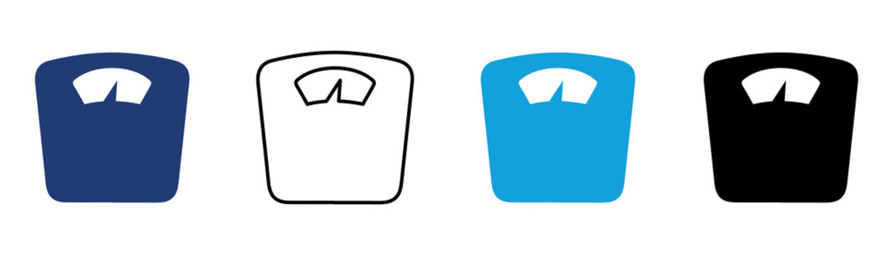 Multicolor Weight Scale Icon Set with Filled and Outline Styles for Body Weight Measurement Fitness Health Monitoring Wellness and Personal Care Isolated on Transparent Background