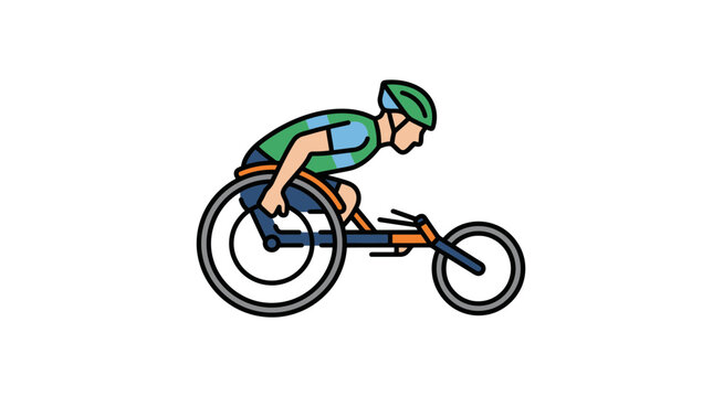 Illustration of a professional athlete racing in a competitive wheelchair.