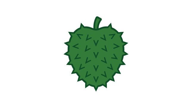 Illustration of a single green soursop fruit with thorns.