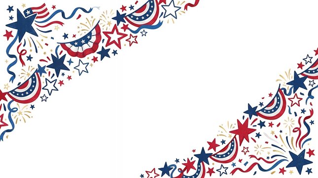 Festive diagonal border design featuring patriotic starry elements for national holiday celebration layout star border frame template festive holiday celebration background graphic design pattern