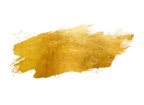 A curvy gold brush stroke on a white background