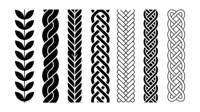 Traditional celtic patterns featuring intricate braids knots leaves and geometric shapes ideal for designs borders and decorative elements