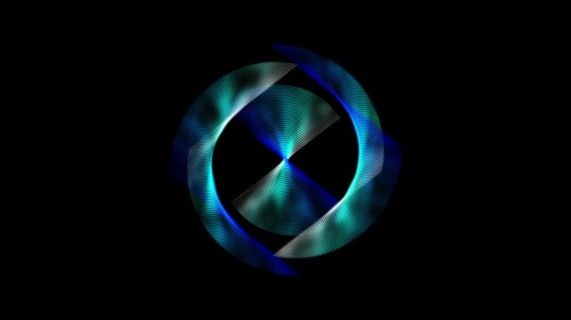 Futuristic Cyberpunk Radial Halftone Pattern with Glowing Blue Light Effects