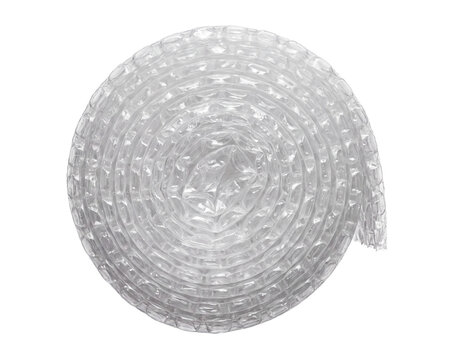 Roll of clear bubble wrap isolated on a white and transparent background. Packaging shipping material.