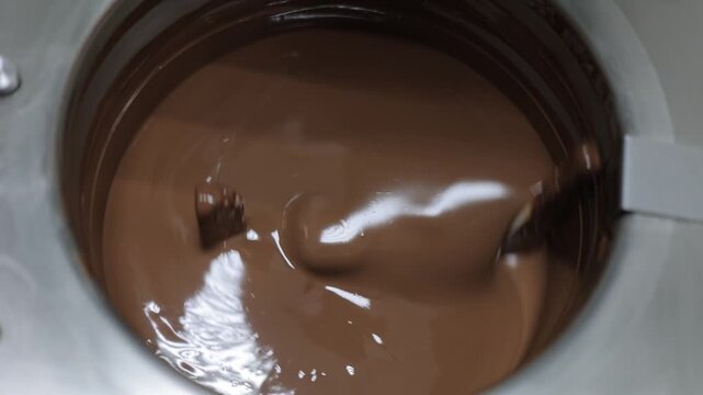 Chocolate Factory Working Process, Industrial Chocolate Making and Production Line with Cocoa Processing, Mixing, Tempering and Packaging Equipment, Modern Food Manufacturing.