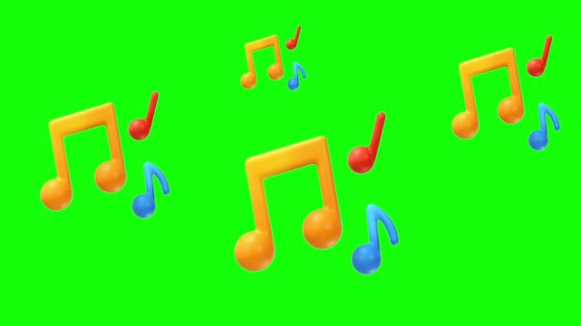 Music notes beat icon animation on green screen