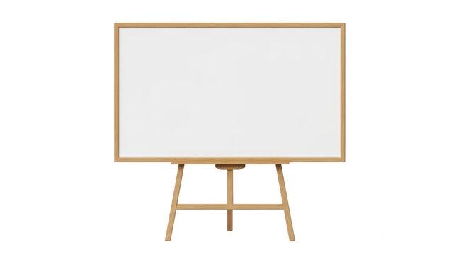 Wooden easel with a blank horizontal canvas display board isolated on transparent background