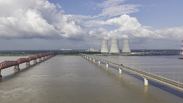 Aerial View of the Padma River Between Hardinge and Lalon Shah Bridges