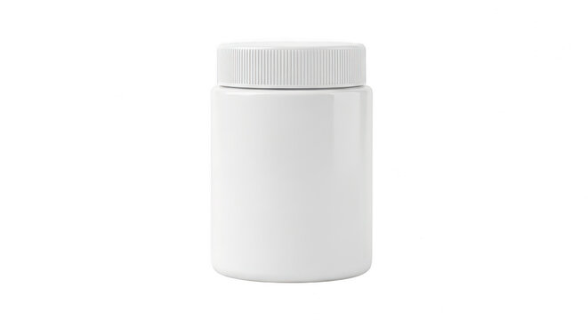 Small white plastic cosmetic jar for cream or lotion isolated on transparent background