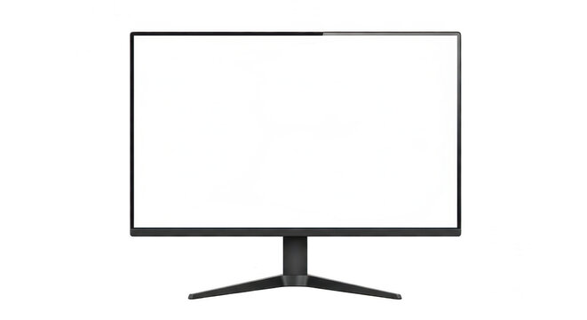 Modern computer monitor with a blank screen isolated on transparent background