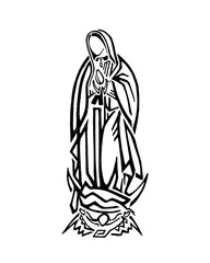 Fototapeta premium Our Lady of Guadalupe standing on a crescent