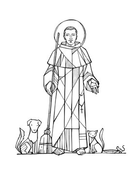 Saint Martin de Porres surrounded by animals