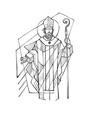 Saint Patrick in bishop vestments holding a crozier