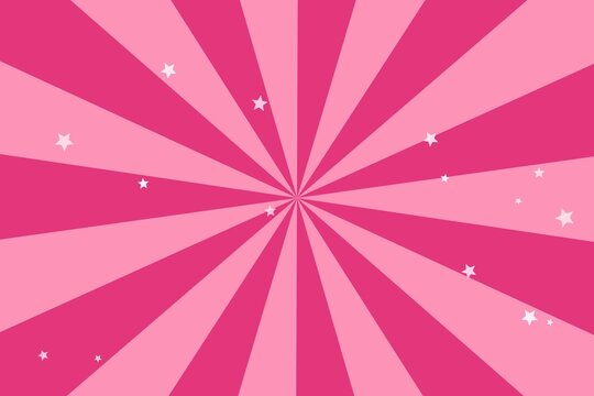 Pink sunburst background with scattered white stars