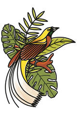 Bird of Paradise Perched on a Tree Branch
