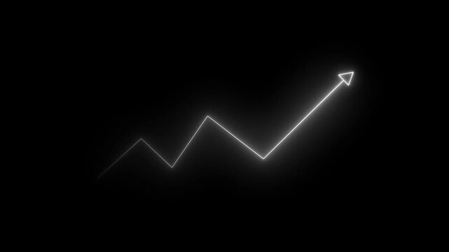 Glowing neon financial growth chart line animation