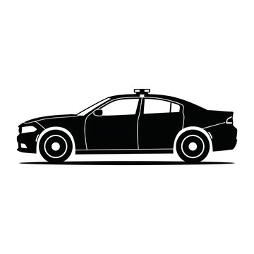 Black police car side view illustration