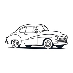 Naklejka premium Vintage classic car line drawing illustration