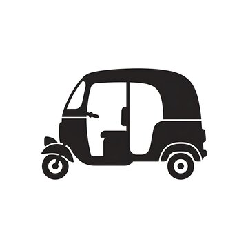 Black auto rickshaw side view icon vector