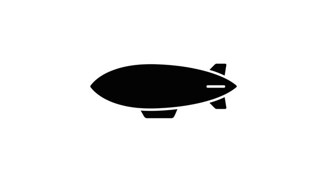 Black silhouette icon of a zeppelin airship on white background.