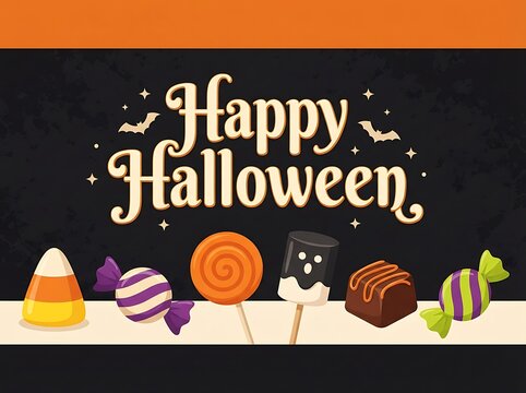 Colorful Halloween celebration accessories arranged festively for decoration