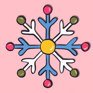 Christmas snowflake ornament illustration on pink background