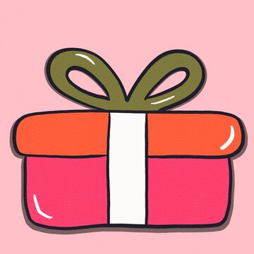 Christmas gift box illustration with ribbon and bow
