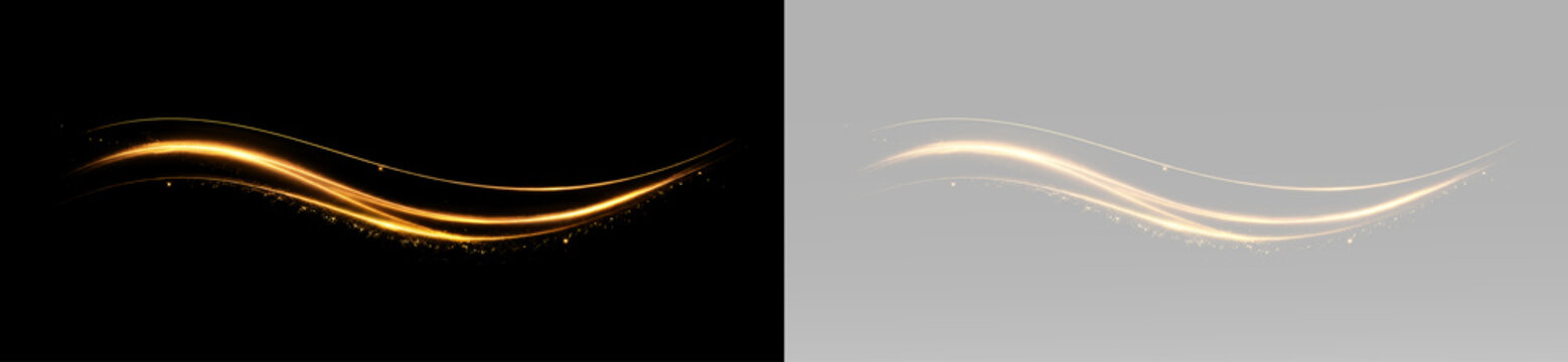 Luxury golden light ribbon with elegant flowing curves and smooth glowing trails creating a refined decorative visual accent