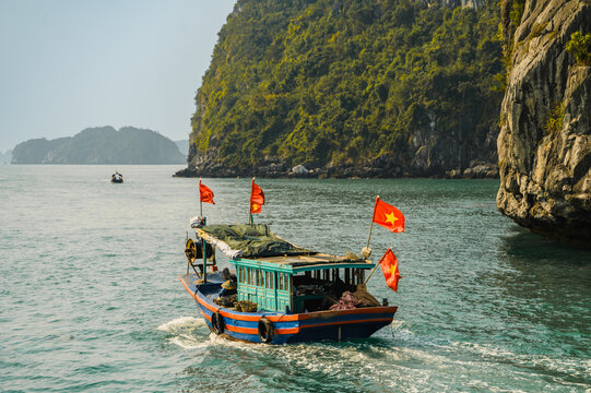 Vietnamese fishing boat in Lan Ha Bay near Cat Ba Island