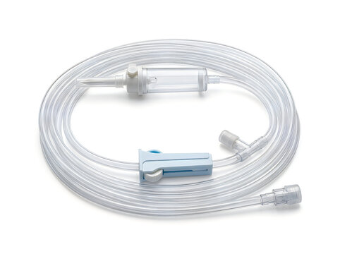 clear medical oxygen tubing nasal cannula hose isolated on transparent background