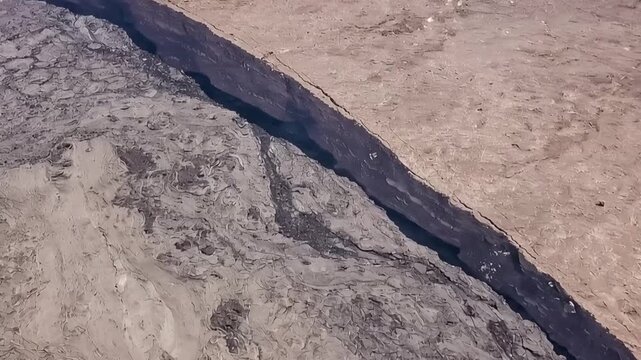 Erta Ale volcano Danakil Depression Ethiopia, eruption. Aerial view.