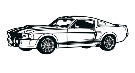 Naklejka premium Classic American Muscle Car Illustration 1.