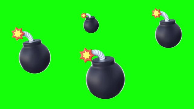 black bomb with green screen background