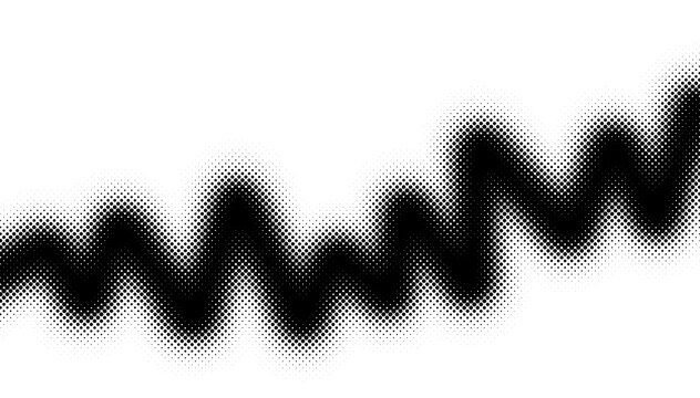 Abstract black zigzag line with distorted halftone edges on white background minimalist geometric wave pattern for modern graphic design element