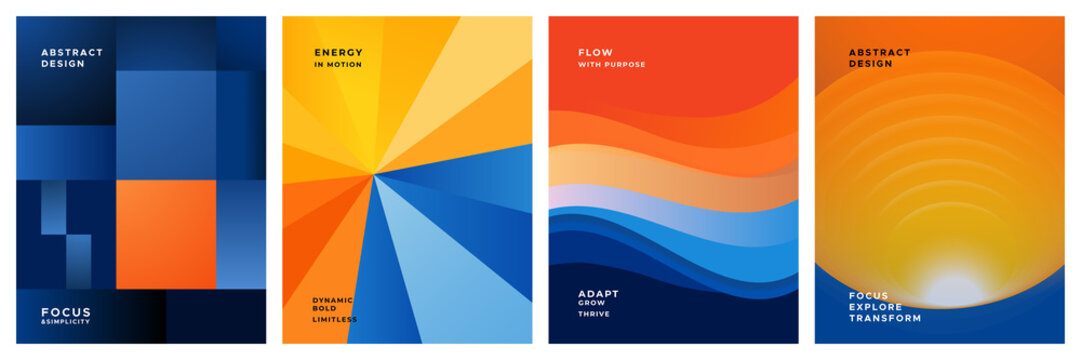 Modern Abstract Geometric Background Collection with Blue Orange Gradient Shapes