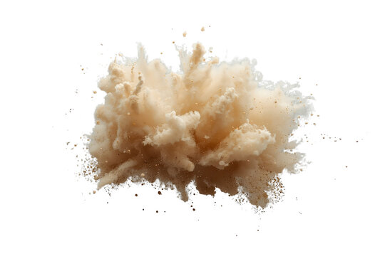 Tan powder explosion forming a dense dust cloud