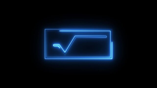 Square root symbol forming inside glowing neon rectangle frame with motion graphic design.