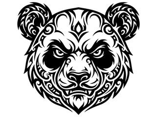 Fototapeta premium Tribal Panda Bear Head Tattoo Design Isolated