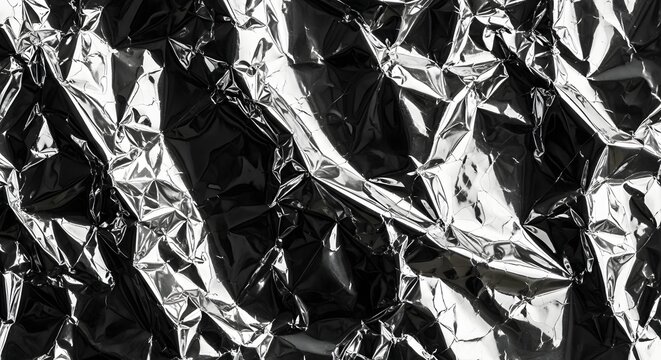 Silver chrome metallic foil background.