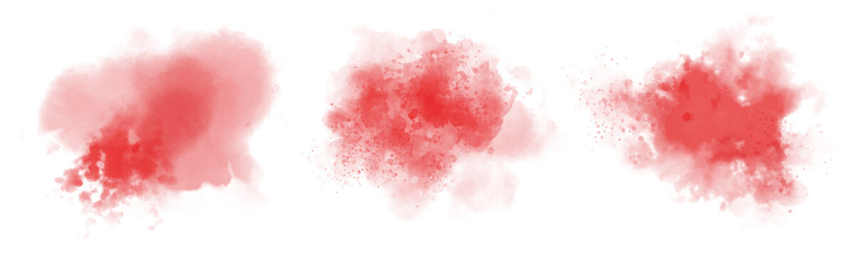 Watercolor stain decoration. red colored splatter brush