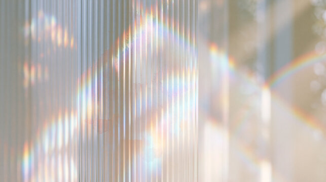 Buntes Lichtspiel wirft farbiges Streifenmuster durch Fenster auf Wand
