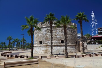 Naklejka premium Durres city, Albania. Historic landmark - ancient Venetian tower.